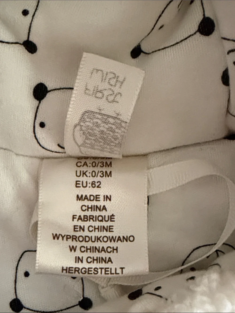 NWOT - 0/3M - Cozy White Sherpa Baby One-Piece with Bear Pocket Hood